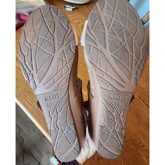 NAOT WOMEN DYNASTY SANDAL LEATHER SLING BACK STRAPPY WEDGE HEEL ISREAL 40 US 9 - Picture 6 of 8